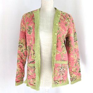 Quilted floral double sided button jacket
